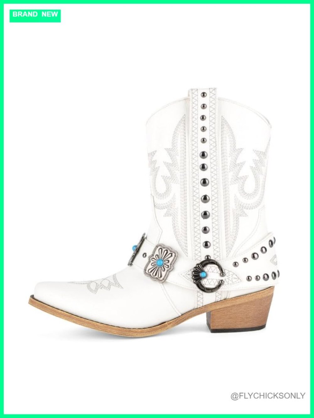 Western Ankle Boots Faux Leather Pointed Toe Block Heel Cowgirl Boots